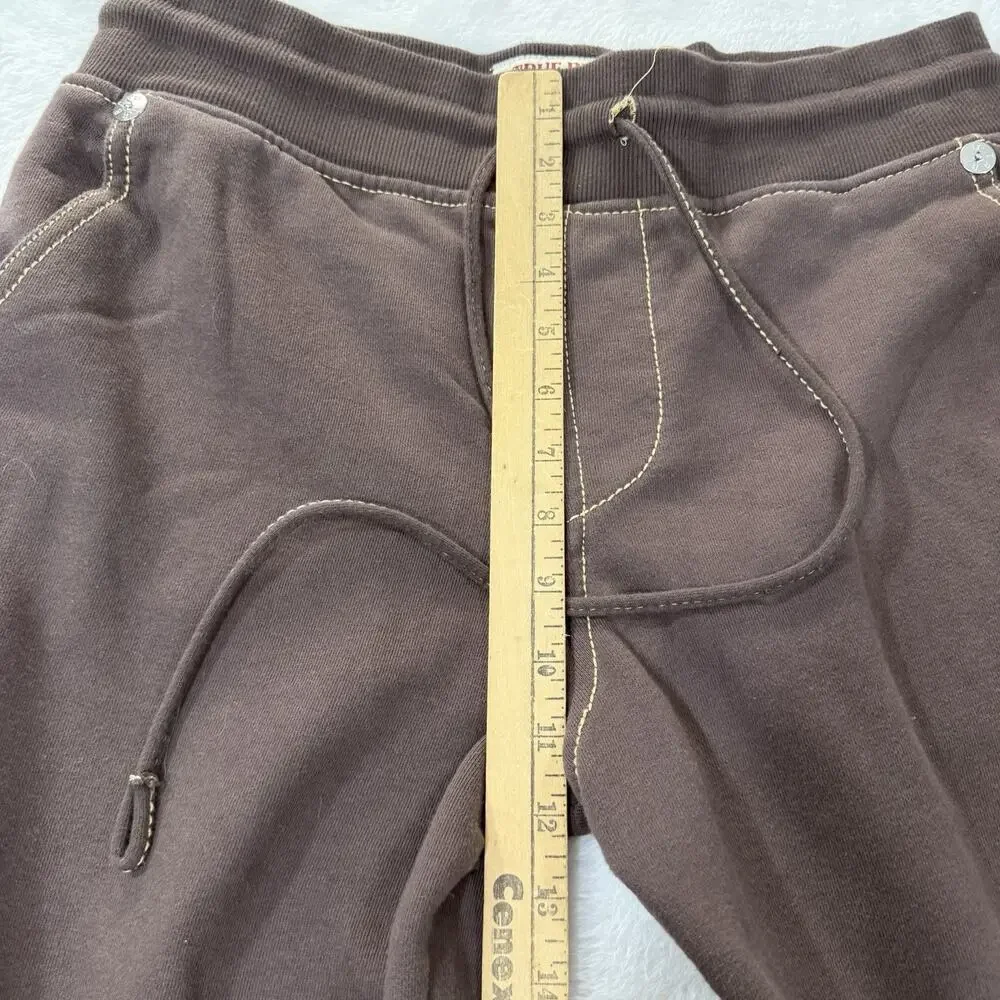 True Religion Sweatpants Men’s Small Brown Big T Straight Leg Drawstring Track